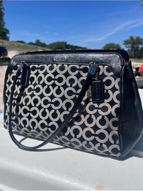 Coach Madison Op Art Sateen Kimberly Carryall Handbag